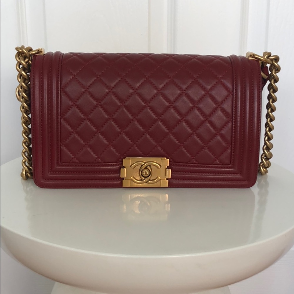 COPY - CHANEL Red Lambskin Quilted Medium Boy Flap